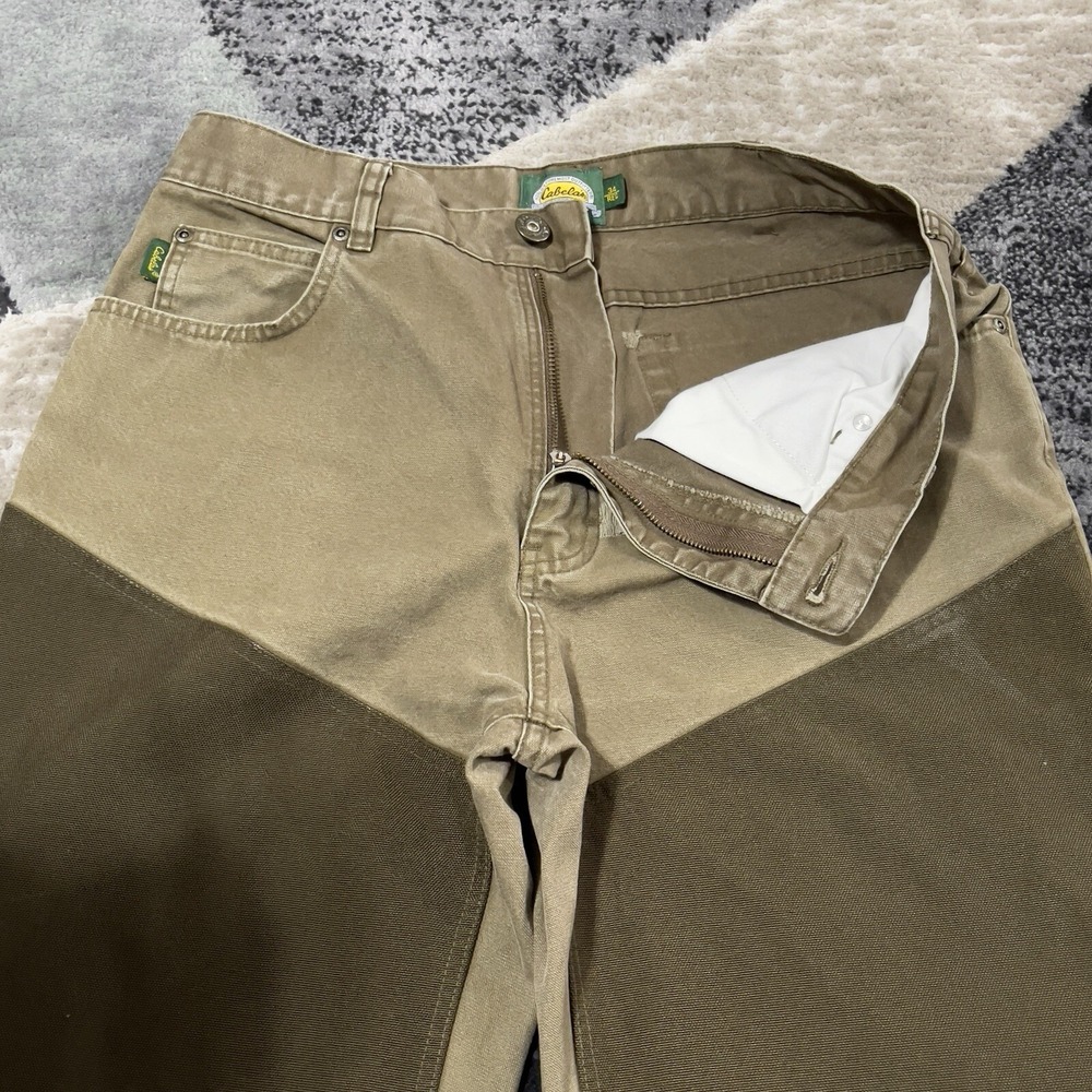 Cabelas Brush Guard Pants Men‎ 33x32 Brown Canvas Nylon Hunting Fishing Workwear - Picture 5 of 16
